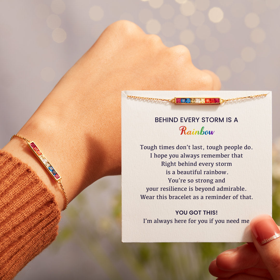 After Every Storm There Is A Rainbow Bar Bracelet