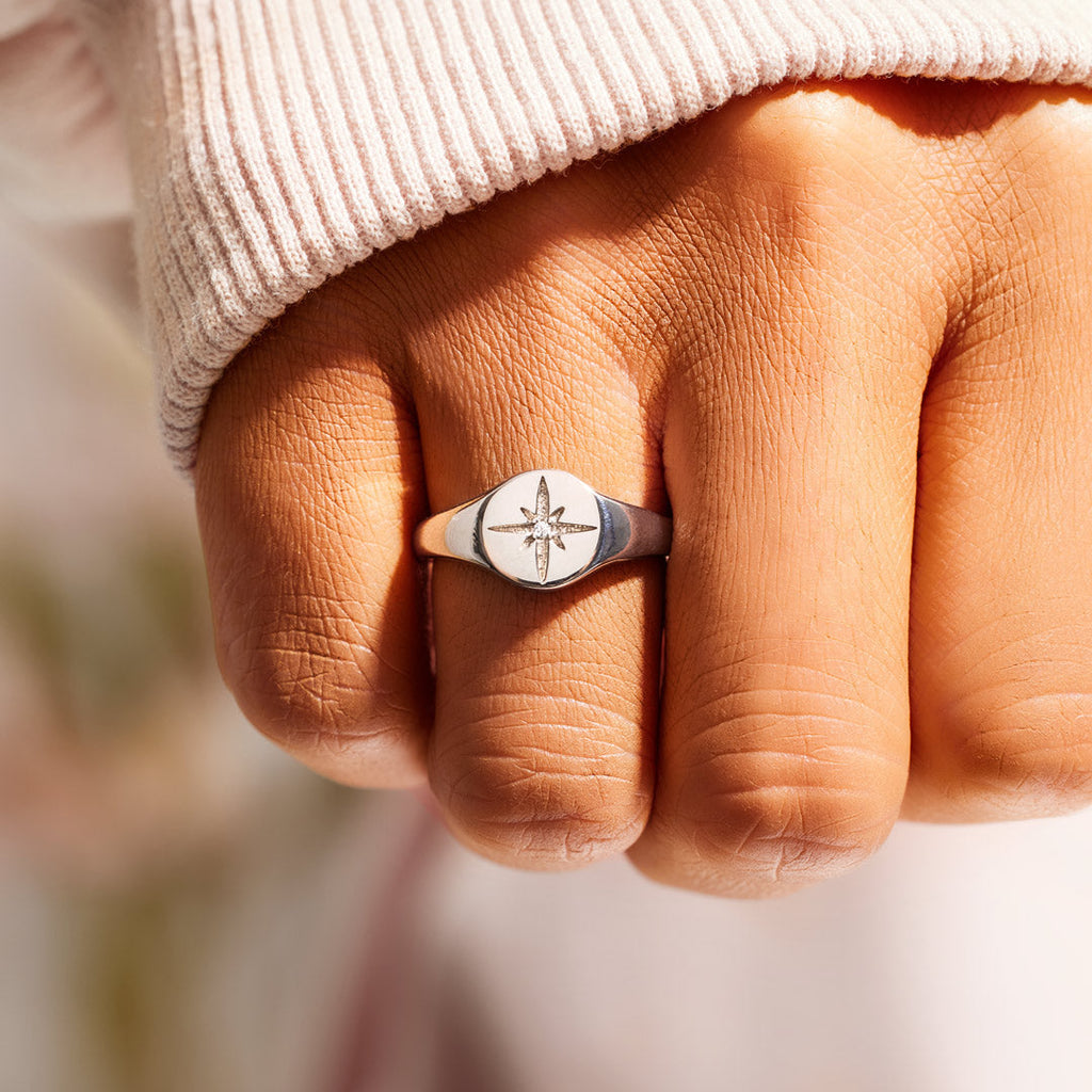 For Wife North Star Signet Ring