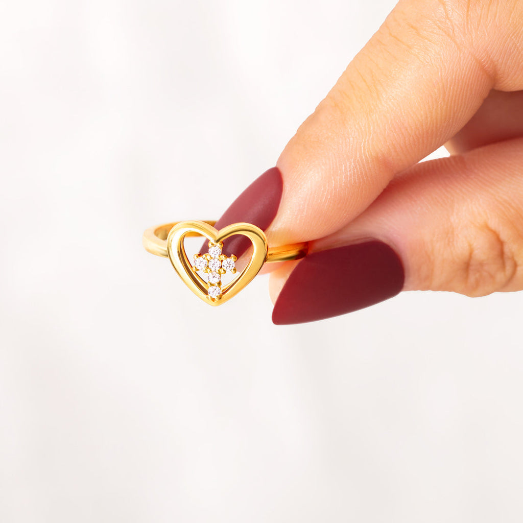 Trust In the Lord Cross In Heart Ring