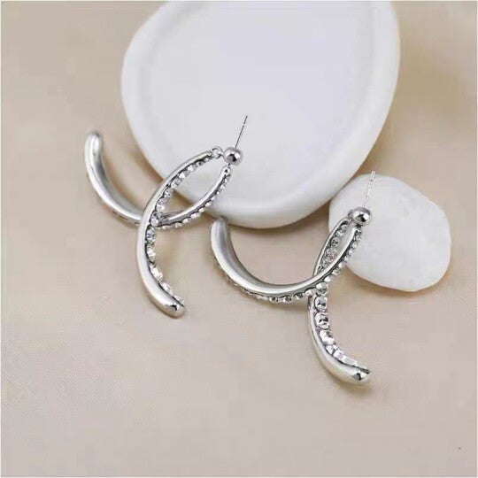 Cross Curved Earrings