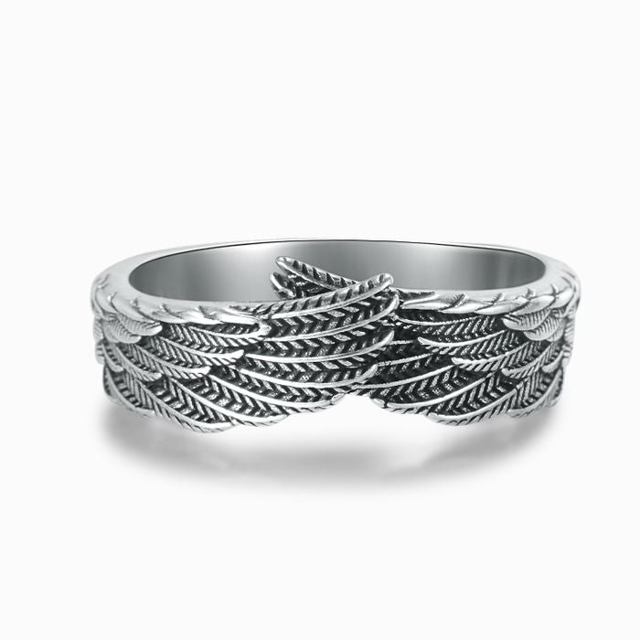 Adjustable guardian angel wings ring