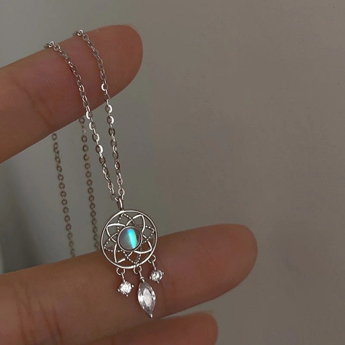 Blue Aura Dream Catcher Necklace