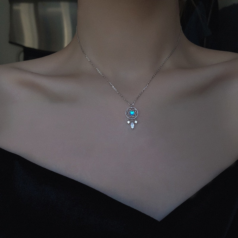 Blue Aura Dream Catcher Necklace