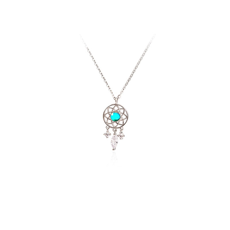 Blue Aura Dream Catcher Necklace