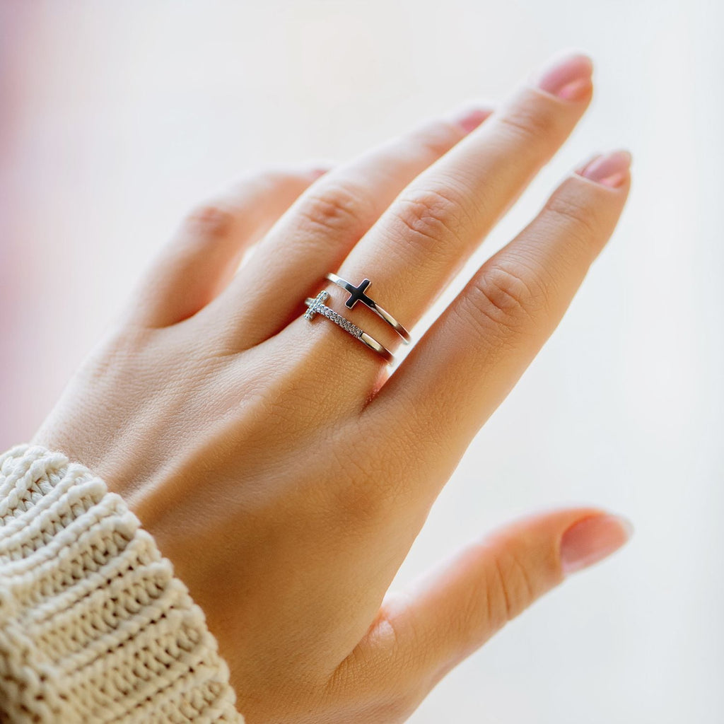 Christmas SaleTo My Daughter "Pray Through It" Twin Band Cross Ring