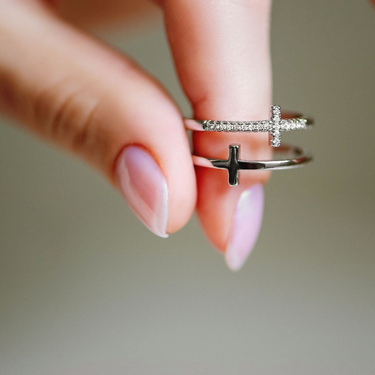 Christmas SaleTo My Daughter "Pray Through It" Twin Band Cross Ring