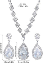 Crystal Wedding Water Drop Pendant Necklace and Earrings Set