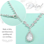Crystal Wedding Water Drop Pendant Necklace and Earrings Set