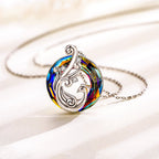 For Self - I Survived Because The Fire Inside Me Burns Brighter Than The Fire Around Me Colorful Crystal Phoenix Necklace