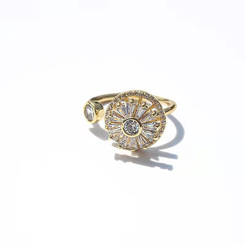 Gold Crystal Anxiety Relief Spinning Ring