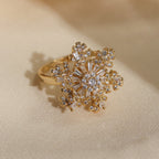 Elegant Rotating Crystal Snowflake Ring
