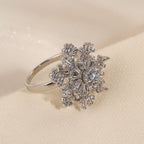 Elegant Rotating Crystal Snowflake Ring