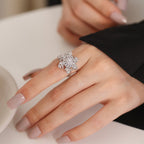Elegant Rotating Crystal Snowflake Ring