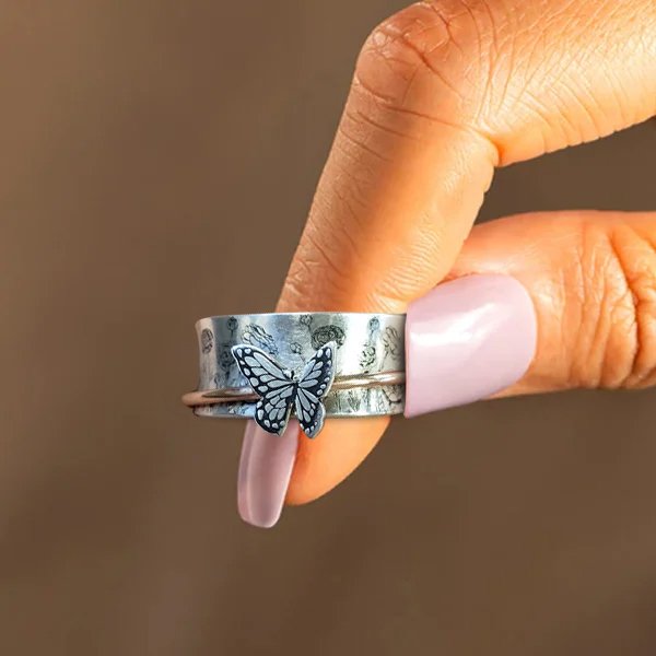 Butterflies Silver Spinner Ring