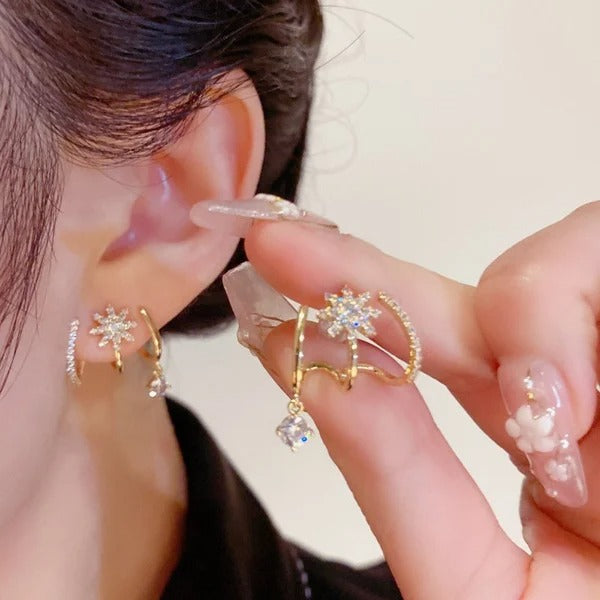 Eight Awn Star Moissanite Earrings