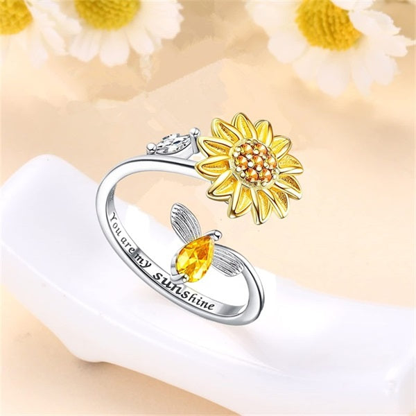 "You Are My Sunshine" Rotating Sunflower Ring