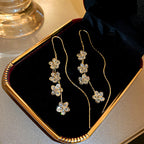 Shiny Zirconia Plum Blossom Earrings