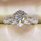 Snowflake Design Moissanite Ring