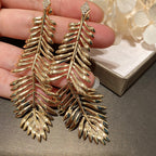 Palm Leaf Big Tassel Earrings
