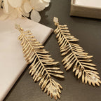 Palm Leaf Big Tassel Earrings