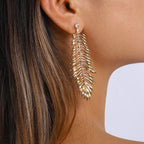 Palm Leaf Big Tassel Earrings