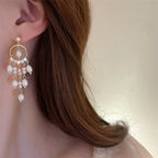 Pearl Dream Catcher Tassel Earrings