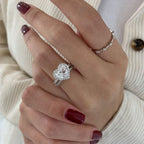 French-Set Heart Halo Moissanite Ring