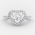 French-Set Heart Halo Moissanite Ring