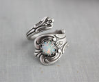 S925 Sterling Silver White Opal Spoon Ring