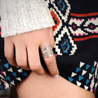 Bohemian Turquoise Engraved Ring