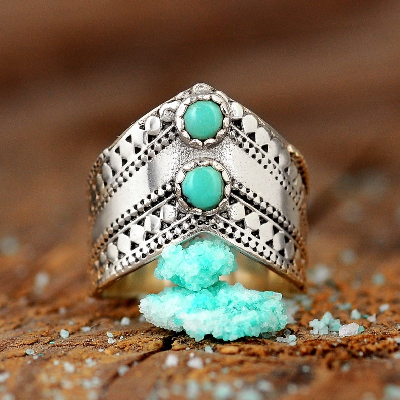 Two Stone Turquoise Ring