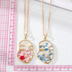 Abstract Face Forget Me Not Flower Necklace