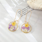 Boho Round Dried Flower Earrings