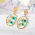 Oval Forget Me Not Flower Earrings