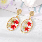 Oval Forget Me Not Flower Earrings