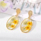 Oval Forget Me Not Flower Earrings