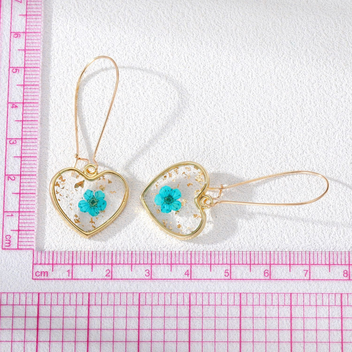 Heart Forget Me Not Flower Earrings