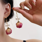 Vintage Rose Dried Flower Earrings