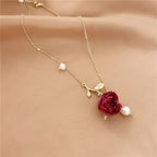 Branch Pearl Dried Rose Flower Bracelet Necklace