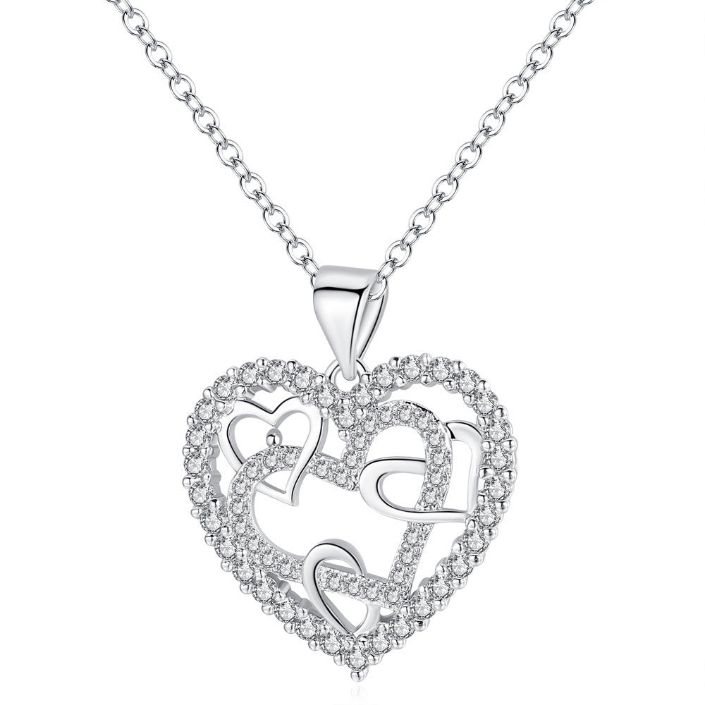 Interlocking Hearts Necklace - '' Sisters of my soul & Friends of my heart''