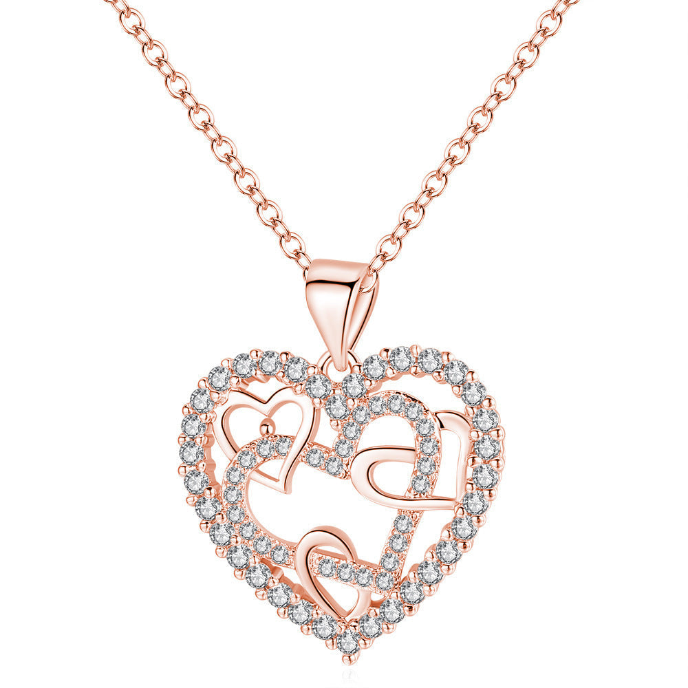 Interlocking Hearts Necklace - '' Sisters of my soul & Friends of my heart''