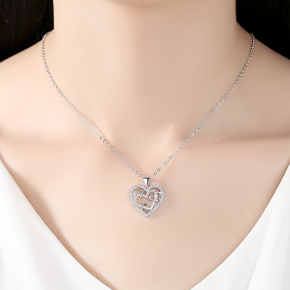 Interlocking Hearts Necklace - '' Sisters of my soul & Friends of my heart''