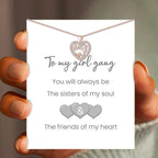 Interlocking Hearts Necklace - '' Sisters of my soul & Friends of my heart''
