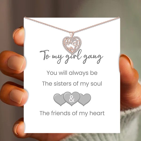 Interlocking Hearts Necklace - '' Sisters of my soul & Friends of my heart''