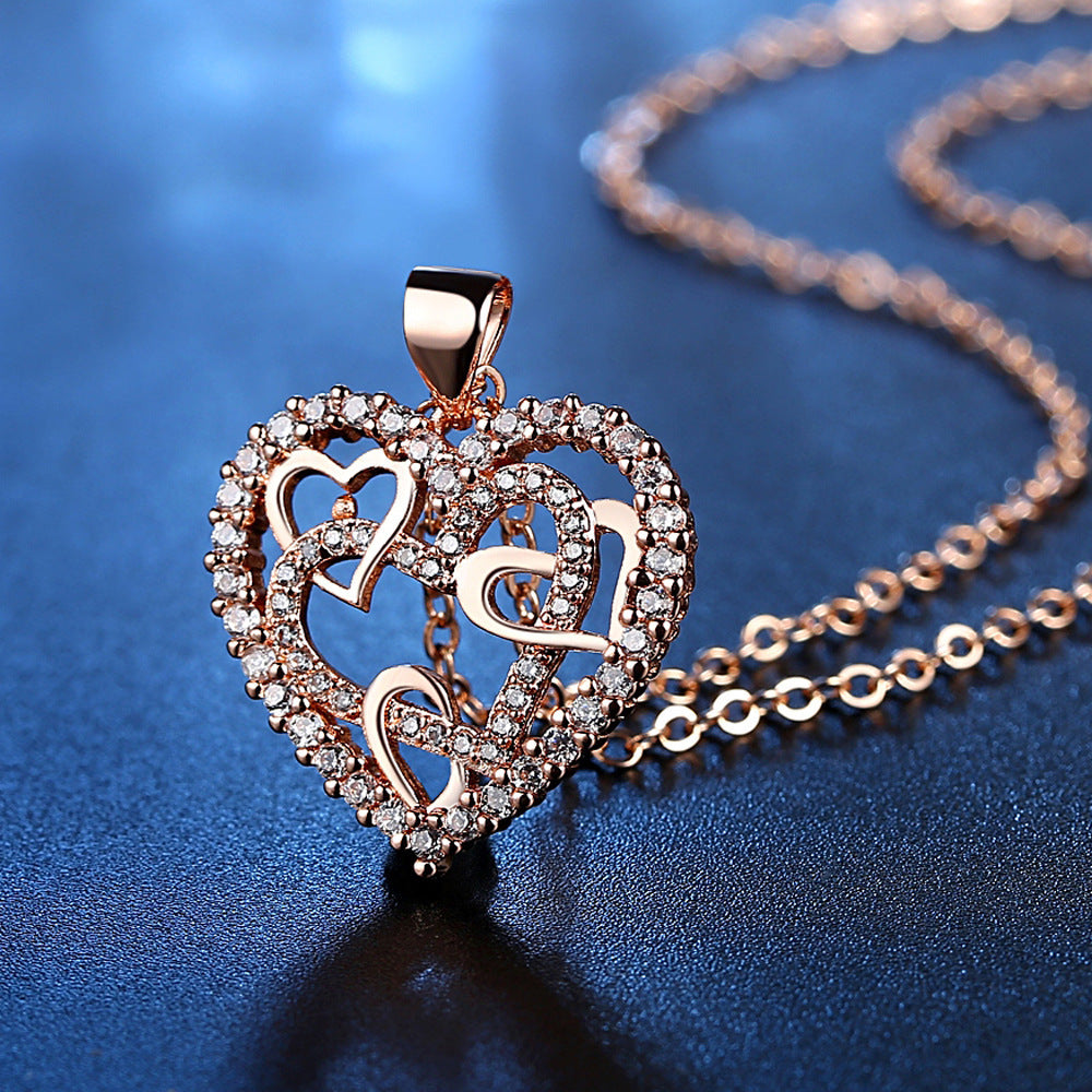 Interlocking Hearts Necklace - '' Sisters of my soul & Friends of my heart''