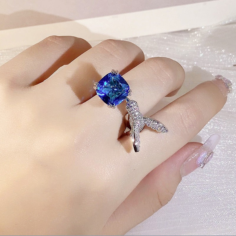 Hummingbird Zircon Adjustable Open Ring