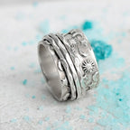 925 Sterling Silver Star Moon and Sun Spinner Ring