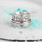 925 Sterling Silver Star Moon and Sun Spinner Ring