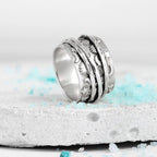 925 Sterling Silver Star Moon and Sun Spinner Ring