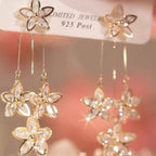 Zircon Tassel Floral Earrings